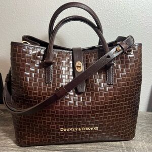 Dooney & Bourke Claremont Leather Woven Perry Satchel - Like New